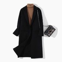 SOYASM 2021秋新款澳洲羊毛翻领长袖女式大衣纯色百搭气质时髦上衣外套