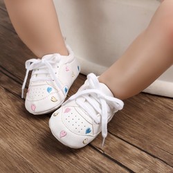 新生婴儿鞋0-1岁春秋学步鞋小白鞋0-6-8-12个月男女宝宝防掉软底