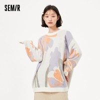 Semir 森马 毛衫女宽松圆领套头长袖2021秋冬季新款时尚少女打底毛衣