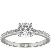 补贴购：Blue Nile 0.62 克拉圆形钻石+小巧密钉钻石订婚戒指