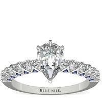 补贴购：Blue Nile 0.63 克拉梨形钻石+隐藏式蓝宝石与钻石戒托