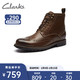 Clarks 其乐 男鞋2021秋冬新款Bowzer Hi 布洛克雕花防滑耐磨马丁靴皮靴时尚男靴 棕褐色261628027 42.5