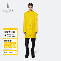 RAINS Rains Long Jacket 中长款外套经典防水连帽雨衣户外夹克男女同款黄色S/M码