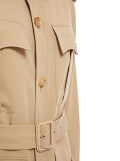 Wool Gabardine Safari Jacket W/belt