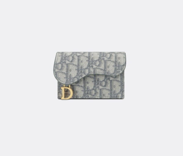 Dior 迪奥 马鞍翻盖卡夹 灰色 Oblique 印花
