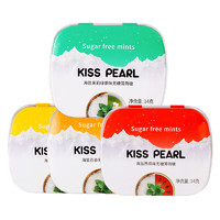 KISS PEARL无糖薄荷口香糖 随身便携盒装海盐清新口气亲吻糖润喉糖香甜体香糖水果口味糖果青年学生清口糖6盒