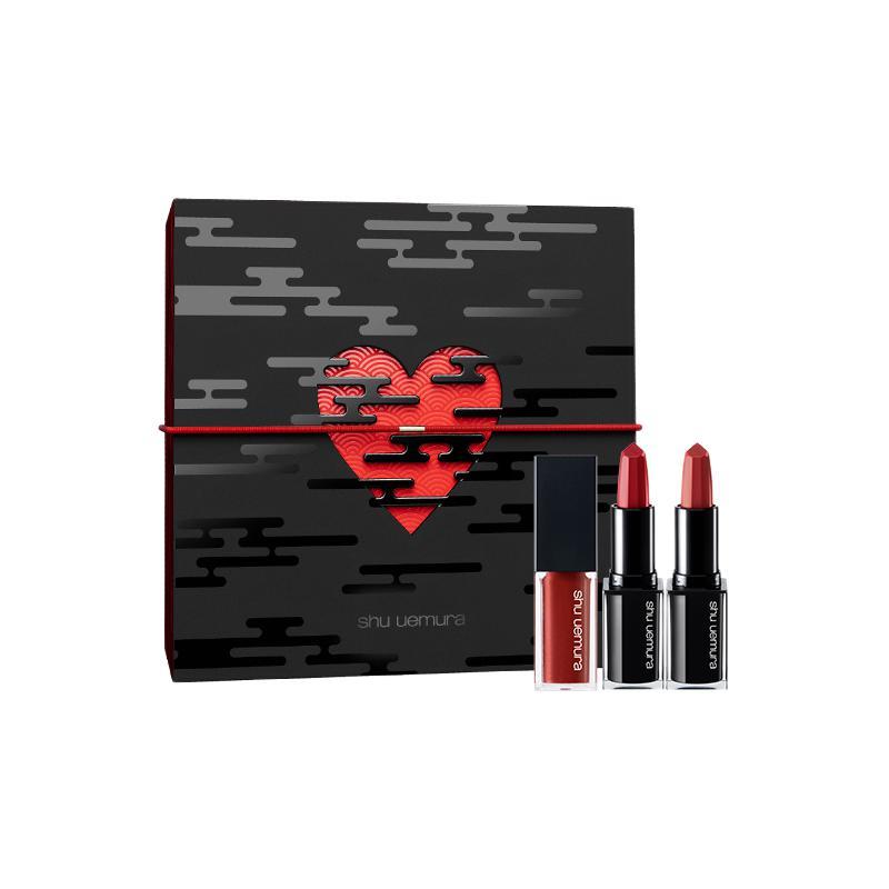 shu uemura 植村秀 全新无色限绢感口红套装 (唇釉#KC BR793落枯叶5.6g+#KS BR784野红栗3.3g+唇膏#KS RD188夜山茶3.3g+#KS BG964雨后樱3.3g)