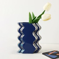 BHM 贝汉美 轻奢ins风陶瓷花瓶摆件 天青蓝 不含花艺