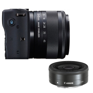 Canon 佳能 EOS M10 APS-C画幅 微单相机 黑色 EF-M 15-45mm F3.5 IS STM 变焦镜头+EF-M 22mm F2.0 STM 定焦镜头 双头套机