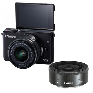 Canon 佳能 EOS M10 APS-C画幅 微单相机 黑色 EF-M 15-45mm F3.5 IS STM 变焦镜头+EF-M 22mm F2.0 STM 定焦镜头 双头套机