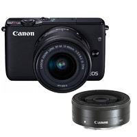 Canon 佳能 EOS M10 APS-C画幅 微单相机 黑色 EF-M 15-45mm F3.5 IS STM 变焦镜头+EF-M 22mm F2.0 STM 定焦镜头 双头套机