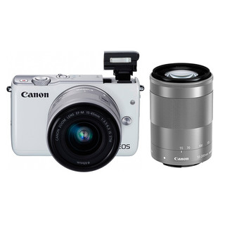 Canon 佳能 EOS M10 APS-C画幅 微单相机 白色 EF-M 15-45mm F3.5 IS STM 变焦镜头+EF-M 55-200mm F4.5 IS STM 变焦镜头 双头套机