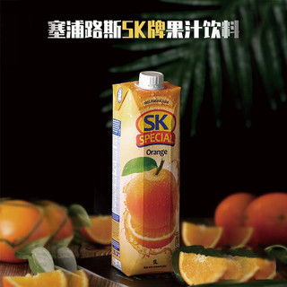 SK 塞浦路斯原装进口100％纯果汁菠萝汁橙子汁桃汁果蔬饮料1000ml  SK牌苹果汁6瓶【原果汁含量100%】