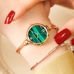 GEYA 格雅 女士手表抖音网红同款小绿表时尚手镯式钢带防水腕表