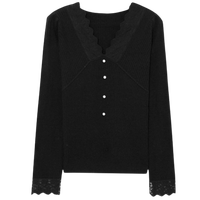 Eifini 伊芙丽 女士V领针织衫 1C9933321 黑色 L