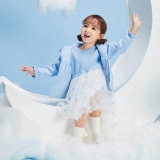 太平鸟童装女幼童冬季云朵笑容镂空刺绣图案儿童马甲