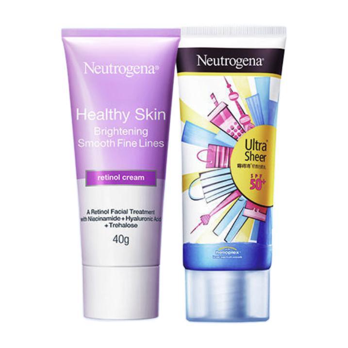 Neutrogena 露得清 护肤套装 (维A醇透亮水嫩晚霜40g+限量版轻透防晒乳液88ml)