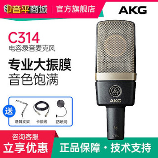 爱科技（AKG） C314 C214专业录音主播直播K歌麦克风专业录音棚大振膜电容话筒 官方标配