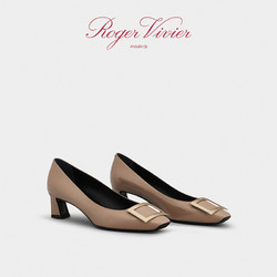 Roger Vivier 罗杰维维亚 女鞋Trompette经典方扣高跟鞋漆皮粗跟中跟单鞋婚鞋