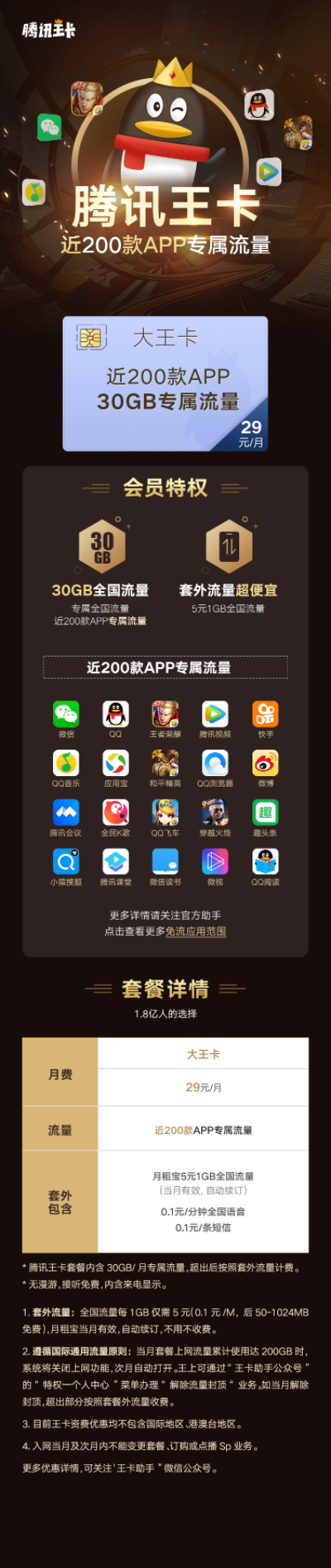 China unicom 中国联通 腾讯大王卡 29元