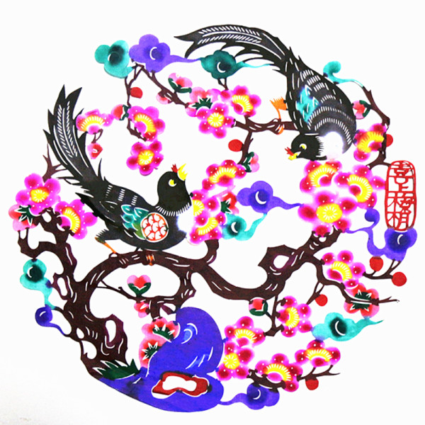 燕云州蔚县手工剪纸画喜上眉梢15x15cm传统工艺品剪纸年画文艺小礼品