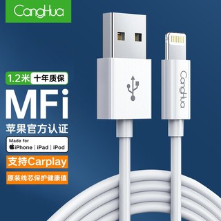 CangHua 仓华 MFI认证 苹果数据线快充适用iPhone13ProMax/12/11/XR/8/7/6s/iPad平板手机充电器线车载1.2米线R01