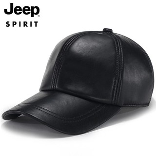 Jeep 吉普 帽子男士皮帽秋冬季保暖新款潮羊皮棒球帽时尚鸭舌帽休闲太阳帽舒适遮阳帽