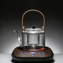 容山堂 玻璃茶壶煮茶器 锤纹蒸煮玻璃壶+小悦黑胡桃茶炉