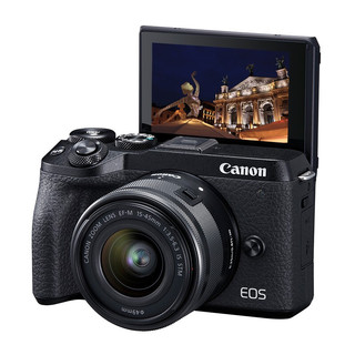 Canon 佳能 EOS M6 Mark II APS-C画幅 微单相机 黑色 EF-M 15-45mm F3.5 IS STM 变焦镜头 单头套机