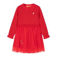 Hush Puppies 暇步士 HPPDGD32CZ605 女童刺绣连衣裙 珊瑚红 150cm