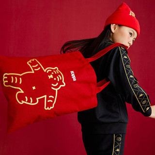 Kappa/卡帕 儿童单肩包2021新款小老虎系列红色帆布袋手提袋书袋