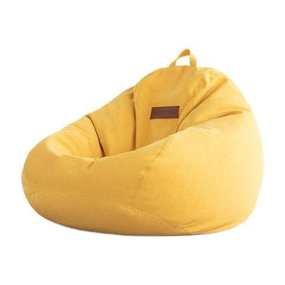 LUCKYSAC 经典豆袋沙发+脚凳 玉米黄 舒适款 绒麻布版