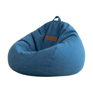 LUCKYSAC 经典豆袋沙发+脚凳 皇家蓝 舒适款 绒麻布版