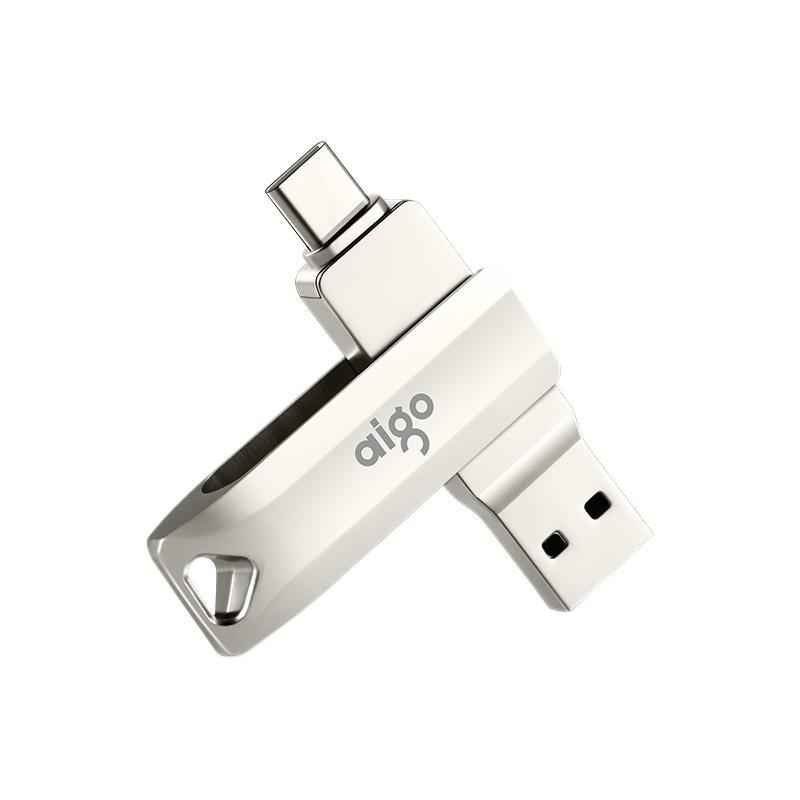aigo 爱国者 U351 USB 3.1 U盘 银色 128GB USB-A/Type-C双口