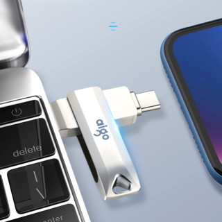 aigo 爱国者 U351 USB 3.1 U盘 银色 128GB USB-A/Type-C双口