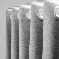 MERCURY 水星家纺 里尔 免打孔窗帘 雨灰色 1.1*1.8m-0.9*1.8m 单开款