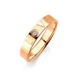 曼瑞男士钻戒18k金戒指男玫瑰金简约款宽版男戒love真爱结婚婚戒