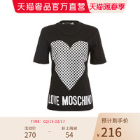 LOVE MOSCHINO LoveMoschino/莫斯奇诺多色纯棉格纹爱心圆领女士T恤