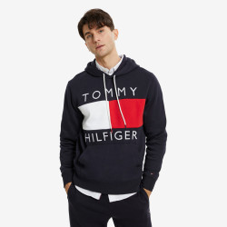 tommyhilfiger汤米希尔费格tommy男装时尚刺绣logo抽绳连帽加绒套头