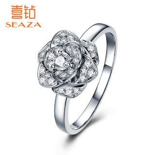 SEAZA 喜钻 18K金浪漫山茶花戒指 R10049DM