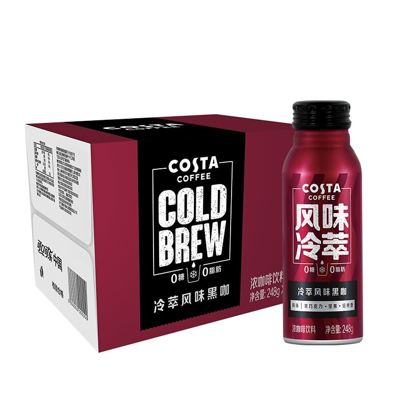 COSTA COFFEE 咖世家咖啡 冷萃风味黑咖 248g*12瓶