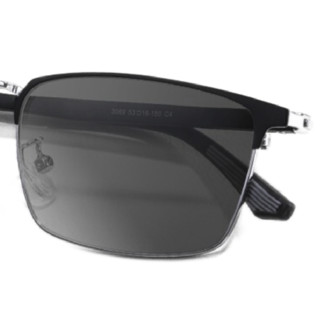 JingPro 镜邦 3069 黑银色合金眼镜框+1.56折射率 防蓝光变色镜片