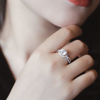 Blue Nile 42402 女士扭纹光环14K白金钻石戒指 40分 SI H