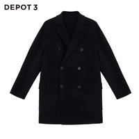 DEPOT3 男装大衣原创设计品牌进口羊毛双面呢轻量双排扣西装大衣