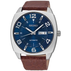 SEIKO 精工 Men's Automatic Recraft Brown Leather Strap Watch 44mm SNKN37