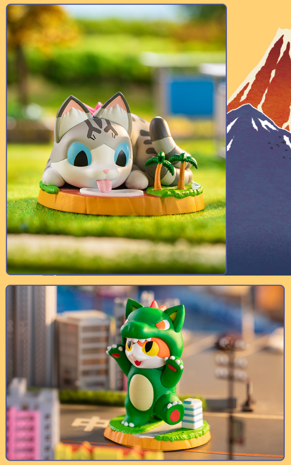 popmart泡泡玛特小夏屋猫吉拉的玩闹日常系列盲盒手办