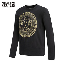 VERSACE 范思哲 Jeans Couture  男士V字徽章元素针织衫 黑色