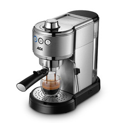 ACA 北美电器 E10D咖啡机家用小型意式半全自动商用蒸汽奶泡机一体 银色