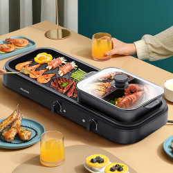 meling 美菱 meiling)涮烤一体两用锅家用电烧烤炉不粘烤肉锅 电烤盘