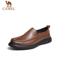 CAMEL 骆驼 商务休闲套脚百搭通勤牛皮男士鞋子 GMS2210010 棕色 42